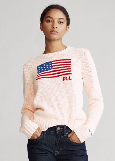 Dámské Svetr Ralph Lauren Pink Pony Flag Cotton - 37640-XSDY